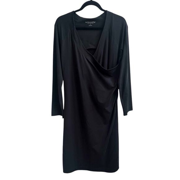 Soft Surroundings Wear Anywhere Faux Wrap Dress Womens Sz Tall Large TL Black - Picture 1 of 7